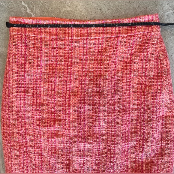 J.CREW No. 2 Pencil Skirt In Neon Tweed Wool Pink Orange Straight | Size 00 - Picture 8 of 11